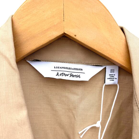 New & Other Stories Los Angeles Atelier Taupe Wrap Crop Tie Front Top 6 - Picture 4 of 9
